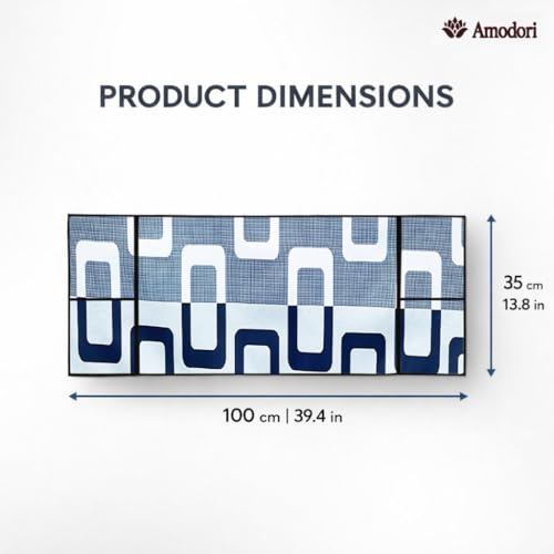 Image of Microwave Oven Top Cover 35x100 cm | Wipe Clean Fabric | 4 Utility Pockets (Geometric-16)