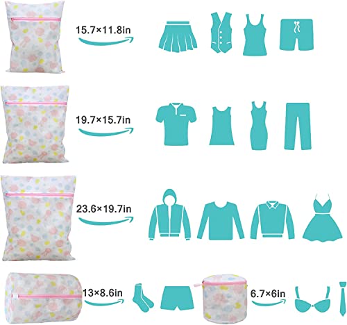 Image of Zollyss Mesh Laundry Bags, Washing Machine Wash Bags, Reusable And Durable Mesh Wash Bags For Delicates Blouse, Hosiery, Underwear, Bra, Lingerie Baby Clothes (5 Different Sizes), Multicolor