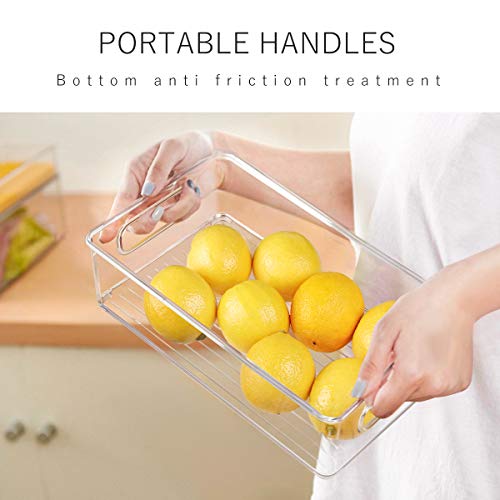 Stackable Refrigerator Organizer Bins, 6 Pack Clear Kitchen Organizer Container Bins with Handles and 20 PCS Plastic Bags for Pantry, Cabinets, Shelves, Drawer, Freezer - Food Safe, BPA Free 10"L - Image 6
