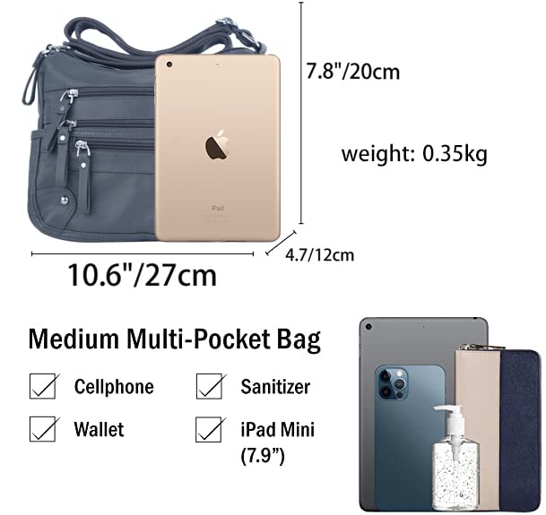Image of ELDA 10 Pockets Crossbody Purses for Women Medium Pocketbooks Lightweight Ladies Satchel Bag Multi Pocket Shoulder Handbag
