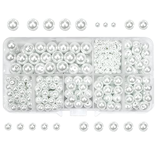 Toaob 390Pcs White Pearl Beads With Holes 4Mm 6Mm 8Mm 10Mm Round Imitation Glass Pearls Loose Spacer Beading Supplies For Diy Jewelry Making Necklaces Bracelets Earrings #TOP3