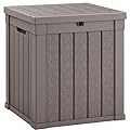 LHBGO 40 Gallon Deck Box Large Outdoor Storage Boxfor Patio Furniture,Outdoor Cushions, Garden Tools, Sports Equipment and Pool Supplies, Waterproof, Resin, Lockable