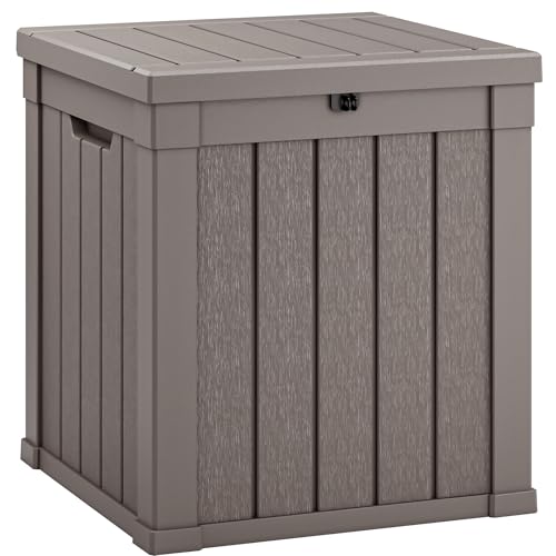 Image of NUNU LAB Outdoor Storage Box 40 Gallon,Package Delivery Box for Outside, Parcel Drop deck boxes waterproof, Lockable Lid Porch Storage Bin For Package Delivery,Patio,House, Curbside,Grey