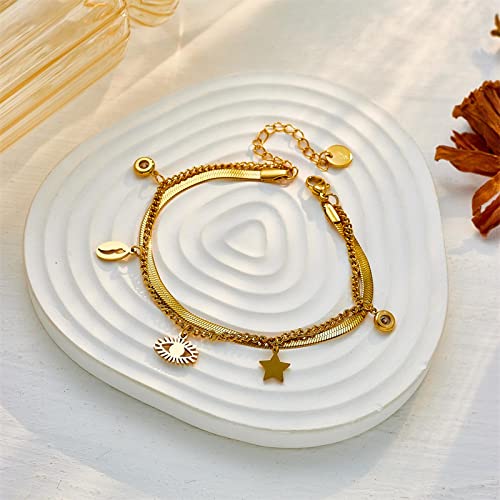 Bracelets multicouches tendance à breloques œil d'étoile style rétro