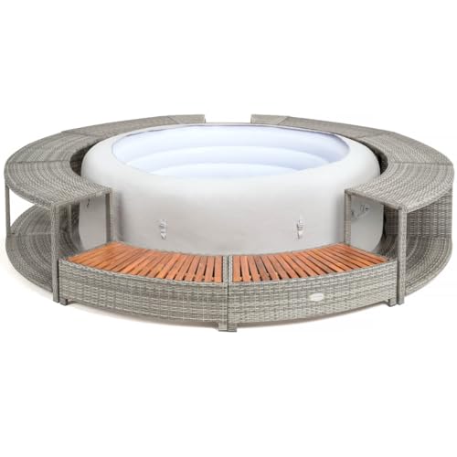 Lay-Z-Spa Rattan Hot Tub Surround Storage and Steps for Spa 