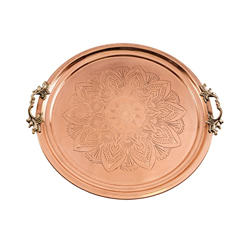 Replicartzus SEO109 Hammered Copper Serving Tray With Brass Handle cover