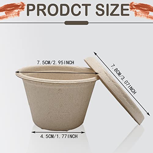 Goiio 100 Pcs 4 Oz Bagasse Fiber Condiment Cups with Lids, Compostable Portion Cups, Disposable Souffle, for Snack Dressing Food Storage - Image 3