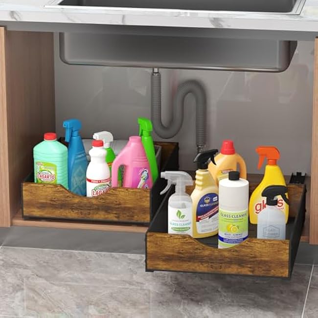 Durable Pull Out Cabinet Organizer, Wood Slide Out Drawers for Kitchen Storage, Practical Shelf Organizer for Spice Storage, Kitchen Organizers and Storage for Kitchen Pantry