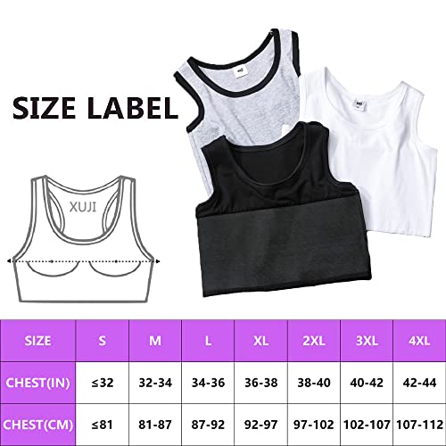 XUJI Tomboy Transgénder FTM Chest Binder- Banda de pecho transpirable de algodón con banda de goma para mujer (Blanco, M)