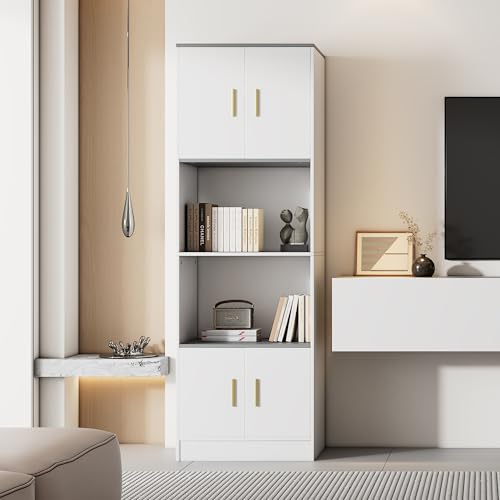 Librerias de Madera Blanca con Puertas Marca GYNGTLC