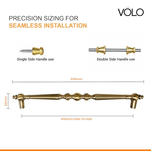 Image of VOLO Main Door Handle /Door Handles for Main Door /Glass Door Handle /Pull Handles, for Home /Office /Hotels (Antique Brass)(Rajwadi Handle) (18 inch (450mm), 1)