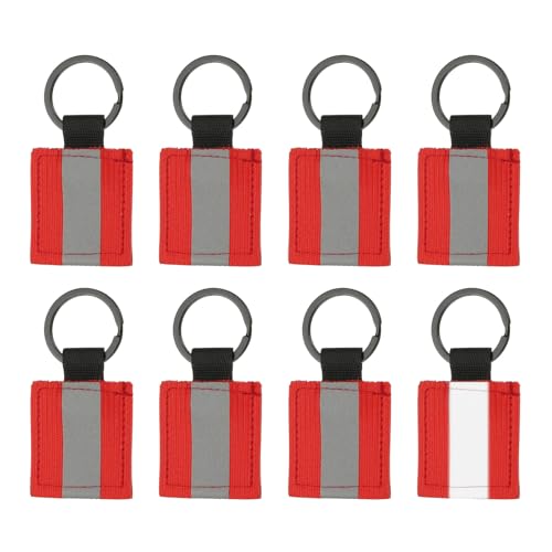 PATIKIL 8 porte-clés réfléchissants, étiquettes visibilité route couleur rouge