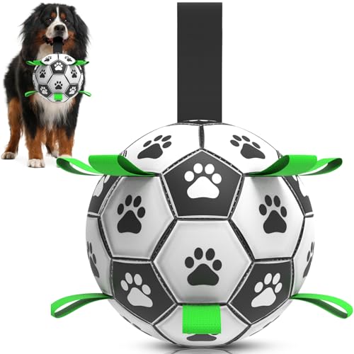 QDAN Interactive Dog Toys, Dog Soccer Ball with Straps, Dog Toys to Keep Them Busy, Remote Control, Jumping Balls with Recording and Music Modes for Small Medium Large Per, Pig Style