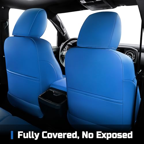 Image of Carlimeki Leather Seat Covers Custom Fit for Tacoma Gen 3rd (2016-2023) | For Double & Crew Cab only - Fits SR, SR5, Limited, TRD Pro, TRD Sport, TRD Off-Road, Trail Special Edition - Fully Covered