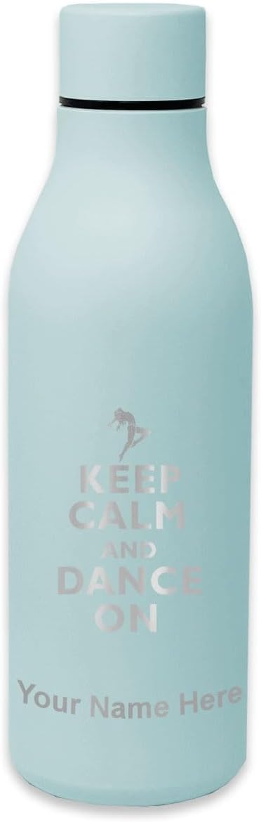 LaserGram Double Wall Stainless Steel Water Bottle, Keep Calm and Dance On, Personalized Engraving Included