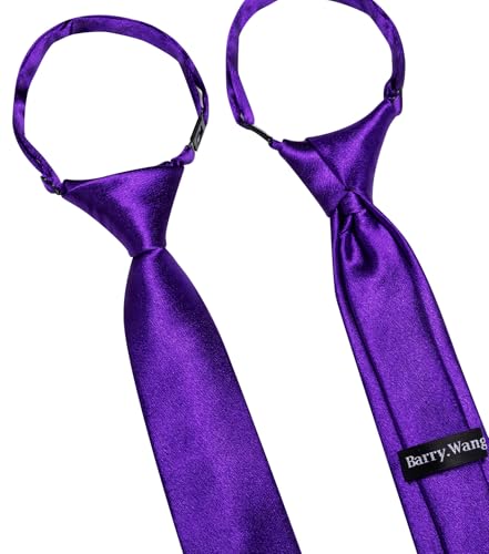 Image of Barry.Wang Boys Ties Pre-Tied Satin Solid Color Kids Tie Pocket Square Set Adjustable Formal Necktie Graduation School