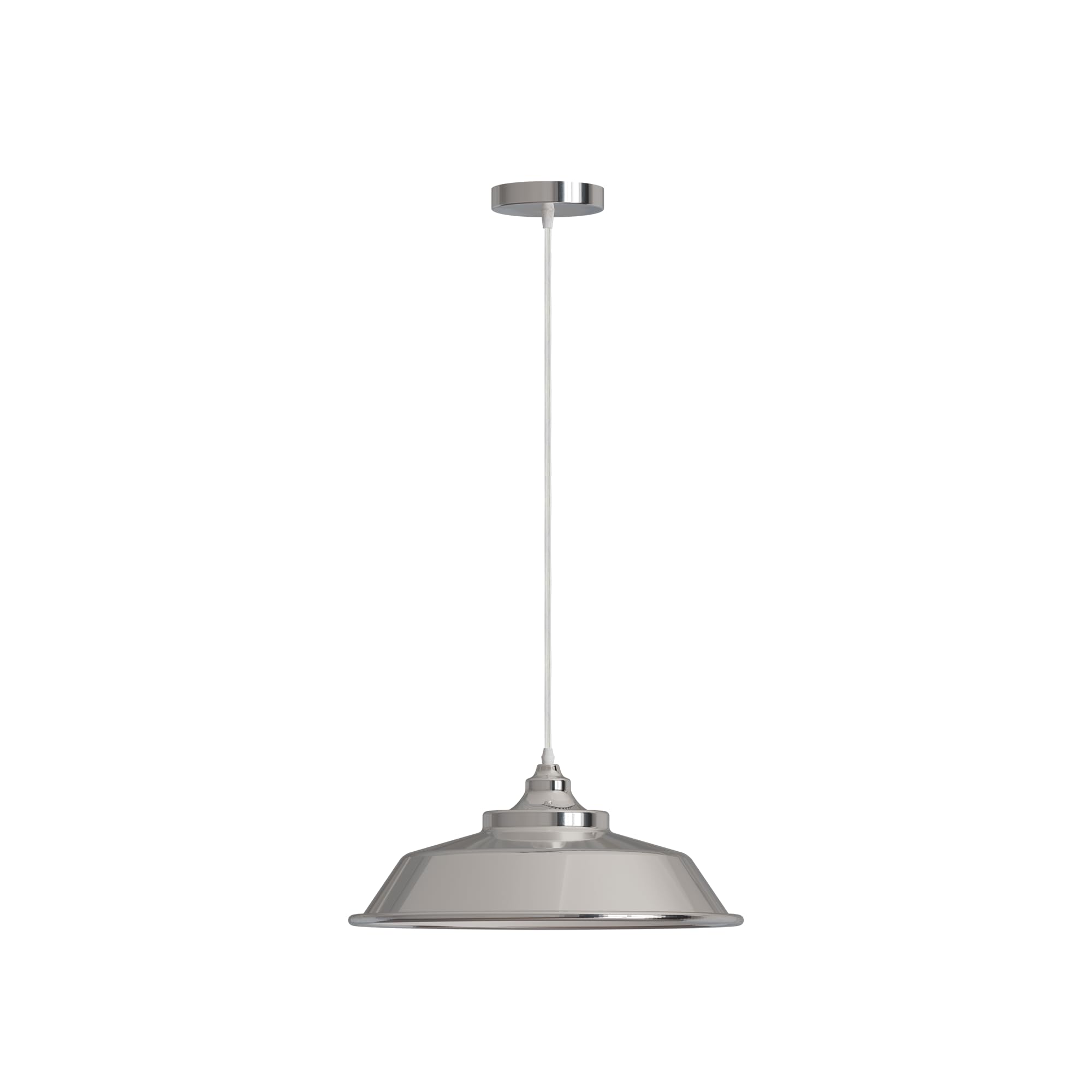 DC VOLTAGE Single Head Pendant Light 22cm Chrome Finish E27 Metal Lighting Adjustable Modern Retro Style Ceiling Light Shade for Home Office Cafe Bistro and Restaurant [Energy Class A+++]