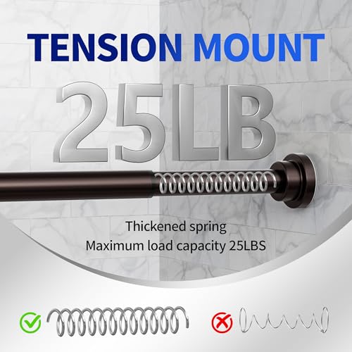 Image of Mcrbeay Shower Curtain Rod, 1 inch Diameter Heavy Duty Tension Shower Rod, Non Slip Adjustable 28-102 inch No Drilling Shower Curtain Rods Spring Tension For Bathroom, Shower Stall, No Rust, Bronze
