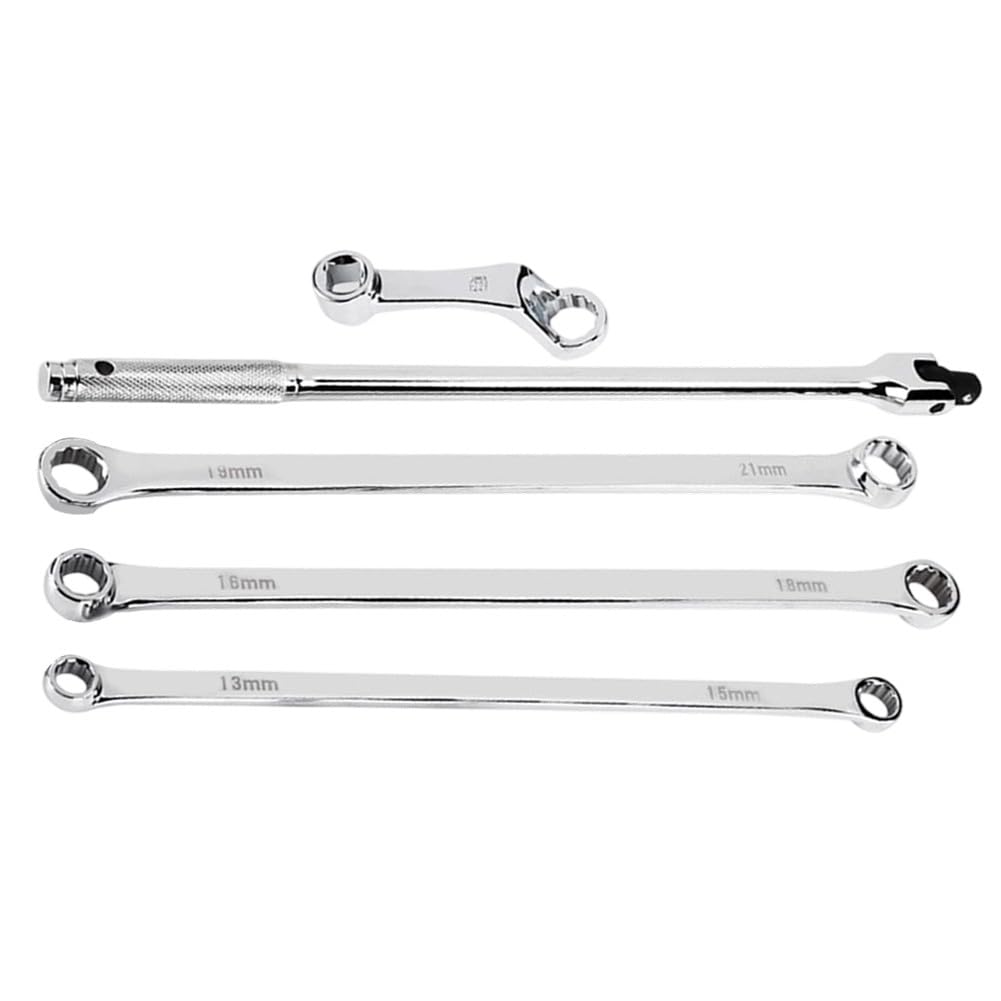 Chiave a doppia estremità, set di chiavi extra lunghe, in acciaio al cromo vanadio, coppia elevata per spazi ristretti, 5 pezzi, 13-21 mm
