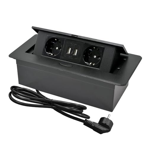 CHENGPI Multiprise Encastrable Plan de Travail,Bloc Prise Escamotable avec 2 Prises et Port USB et...