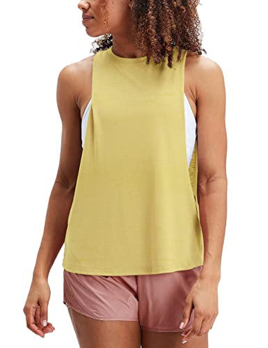 Image of Hanyomo Womens Workout Fitness Tank Tops Cropped Sleeveless Gym Yoga Running Athletic Shirts Yellow M