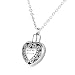 HooAMI "With Me Always" Heart Memorial Urn Pendant Necklace Stainless Steel Cremation Jewelry