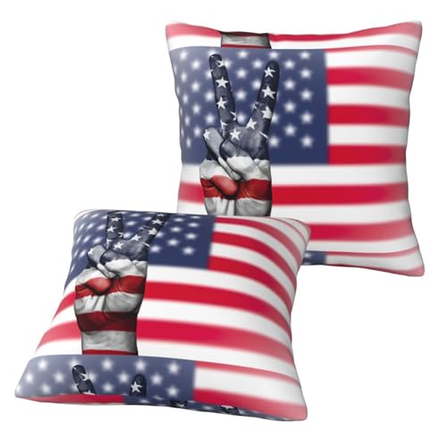 Housse de coussin motif drapeau américain pour décoration extérieure