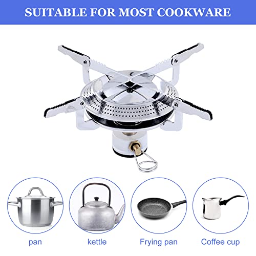 Portable Camping Stove Backpacking Stove: Camping Stove With 1Lb Propane Tank Adapter And Fuel Can Canister Stand,3 In 1 Collapsible Small Camping Stove For Outdoor Cooking,Trekking,Fishing,Hiking #TOP3