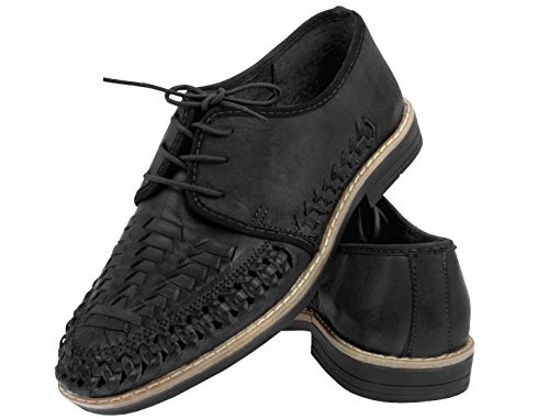 Cowboy Professional Men's Black Authentic Mexican Laced Huaraches Lace Up Sandals Closed Toe2