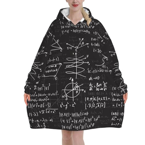 Sweat à capuche couverture flanelle unisexe à manches avec poche motif maths
