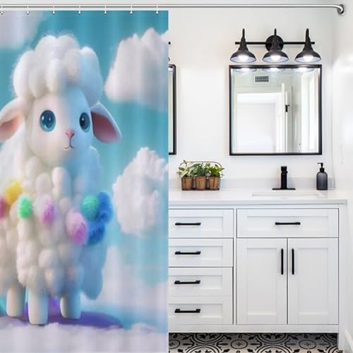 Rideau de douche mouton en polyester haut de gamme lavable avec œillets