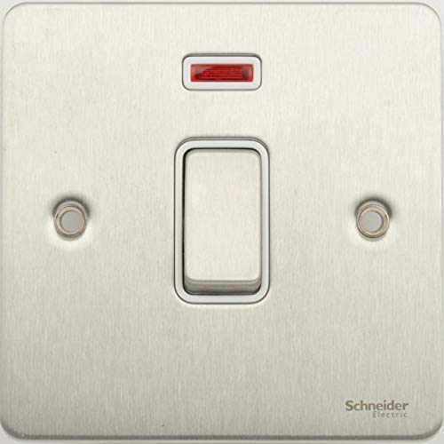Interruptor Schneider GU2211WSS de acero inoxidable de 20A para empotrar en interior