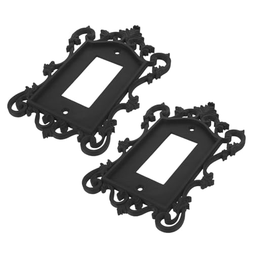 Placas de pared góticas para interruptores negros de plástico barroco vintage de fácil montaje 2