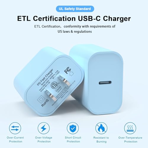 Image of [Apple MFi Certified] iPhone Charger Fast Charging 6FT Compatible for iPhone 14 /13 /12 /11 Pro Max /Xs Max /XR /X 2Pack 20W Type C Fast Charger Block with 6FT USB C to Lightning Data Sync Charging Cable