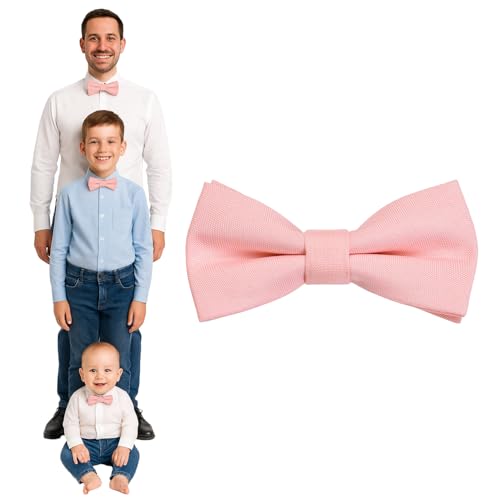 DonDon Gravata de homem crianças ou bebés mate, pré-atada e ajustável em comprimento de gabardina de algodão - acessório festivo para casamentos, comunhões e celebrações, Rosa pastel