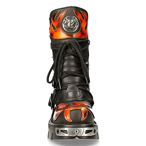 New Rock Men's Silver Metallic Skull Devil Goth Punk Leather Calf Boots4