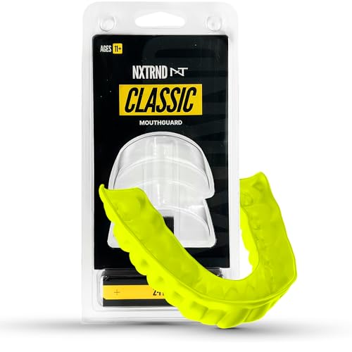2 Pack Nxtrnd Classic Mouthguard, Custom Fit Sports Mouthpiece for Football, Boxing, MMA, Basketball, Hockey, Lacrosse, Youth & Adult (Neon Yellow)
