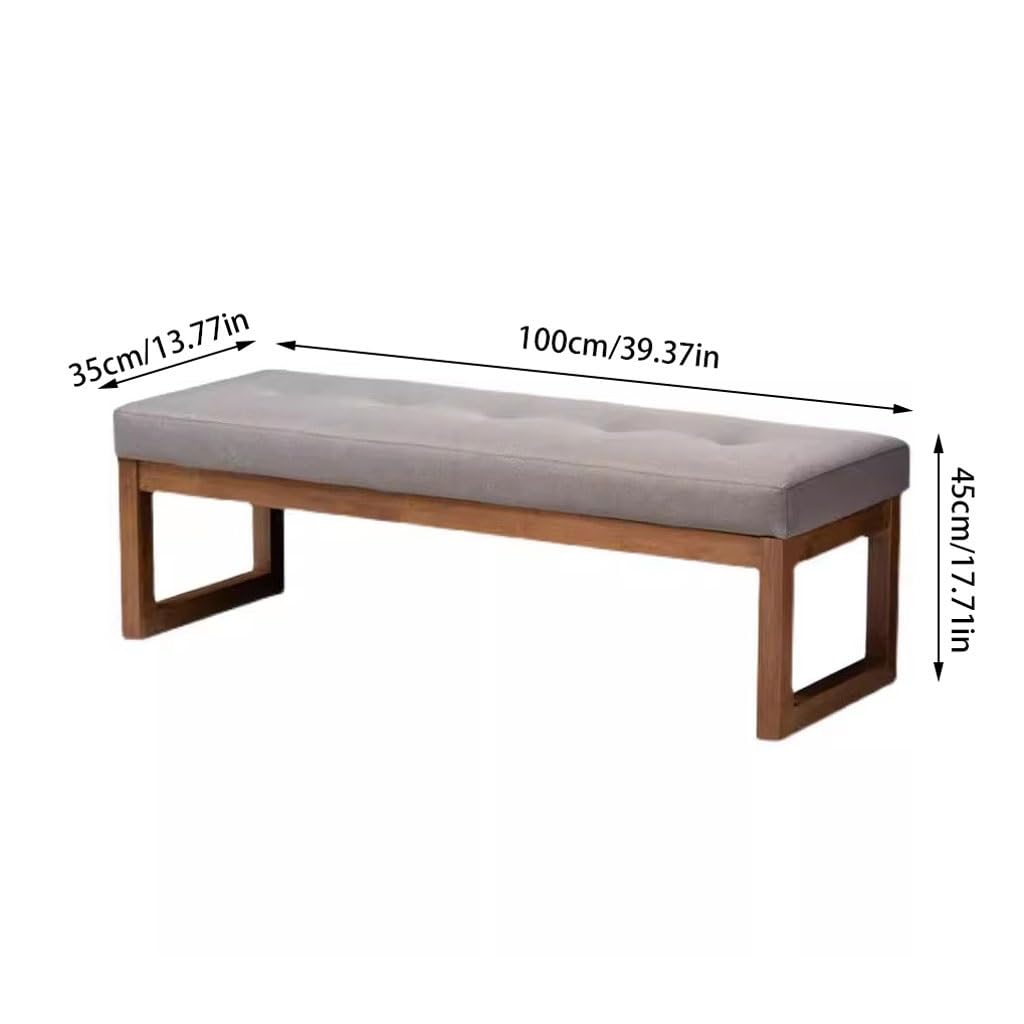 RENEESME Foot Stool for Bed Nordic Solid Wood Bedroom Bedside Stool Simple Home Long Bench Shoe Changing Stool Bed Step Stools for High Beds