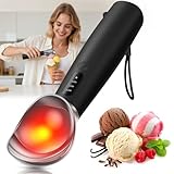 Ice Cream Scooper - Heated Ice Cream Scoop Rechargeable for 3-Temperatures (120°F/140°F/160°F), One-Piece Zinc Alloy Design for Hard Ice Cream and Frozen Desserts - Black