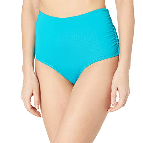 Anne Cole Women's High Waist to Fold Over Shirred Bikini Bottom Swimsuit, Cobalt Blue, Small
