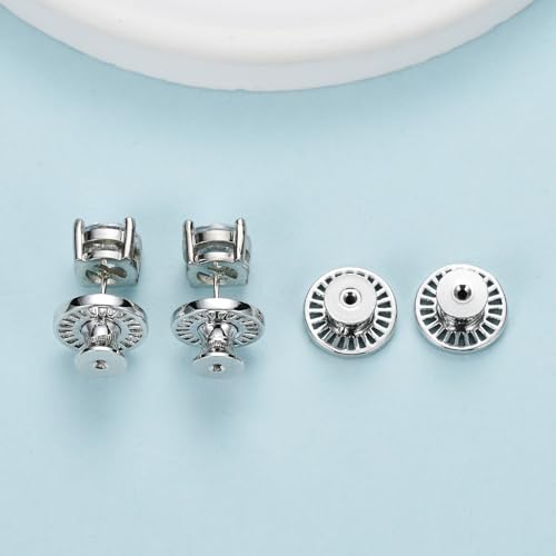 Earring Backs for Droopy Ears, 4PCS Sturdy Cycle Shape Earrings Lifter Backs Replacements for Studs Large Flat Backings for Heavy Earings Locking Support Backers for Strected Earlobe,White Gold by JIACHARMED - Image 2