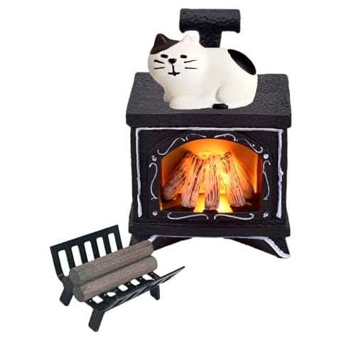 JINGTOPS Miniature LED Gnome Fireplace Set Cover