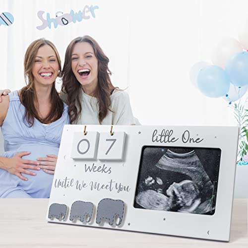 Ultrasound Picture Frame with Baby Countdown Weeks – Sonogram Keepsake for Pregnancy Announcement, Gift for Expecting Parents, First-Time Moms & Grandparents, Light purple