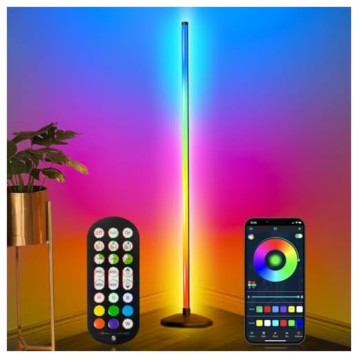 KingSom Lampadaire d'Angle LED,Lampe sur Pied RGB avec APP Contrôle et Télécommande,16 Millions Couleurs et 398+ Modes,Musique Sync et Temporisation,Lampadaire sur Pied LED pour Chambre,Salon