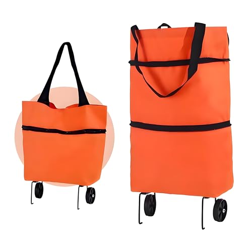 Collapsible Shopping Grocery Bag with Wheels Rolling Tote Bag with