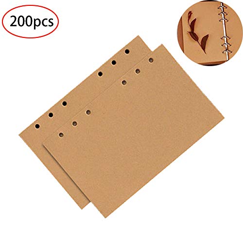 Papel de Relleno,Recargue Papel Rayado,Recambio Hojas Sueltas,6 Orificios,Tamaño A6,para Carpeta de Anillas de Hojas Sueltas o Planificador(103 * 165 mm,200 Páginas?