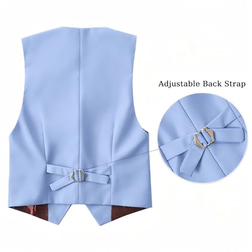 Image of Boys' Vest Slim Formal Suit Vest for Wedding Homecoming with Pockets Adjustable Back Strap, Size 2-20 Years