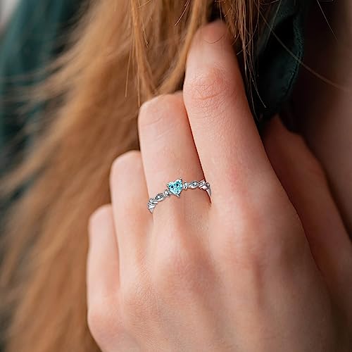925 Sterling Silver Stackable Rings Birthstone Promise Rings Thin Half Eternity Halo Cubic Zirconia Wedding Band Rings Jewelry for Women Her, Size 5-104