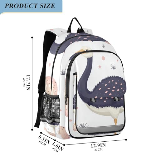 Cute Ostrich Pattern Backpack Lightweight Daypack Laptop Backpack School Elementary Travel Computer Bookbag2