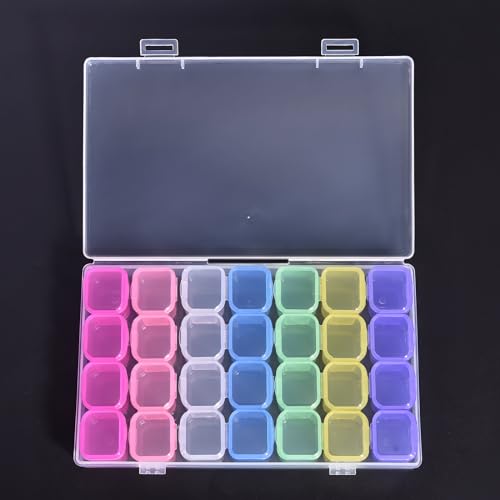 Image of KADS Diamond Art Painting Bead Storage 28 Grids Diamond Art Accessories Boxes Plastic Organizer, Bead Organizer (Colorful)